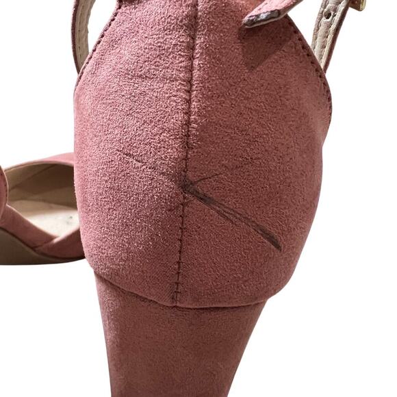 Lulus Chic Laura Mauve Suede Ankle Strap Block 4" inch Heel US 8.5 - Picture 6 of 12
